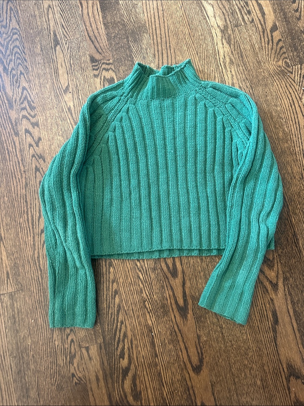 American Eagle Outfitters Teal Ribbed Mockneck Sweater